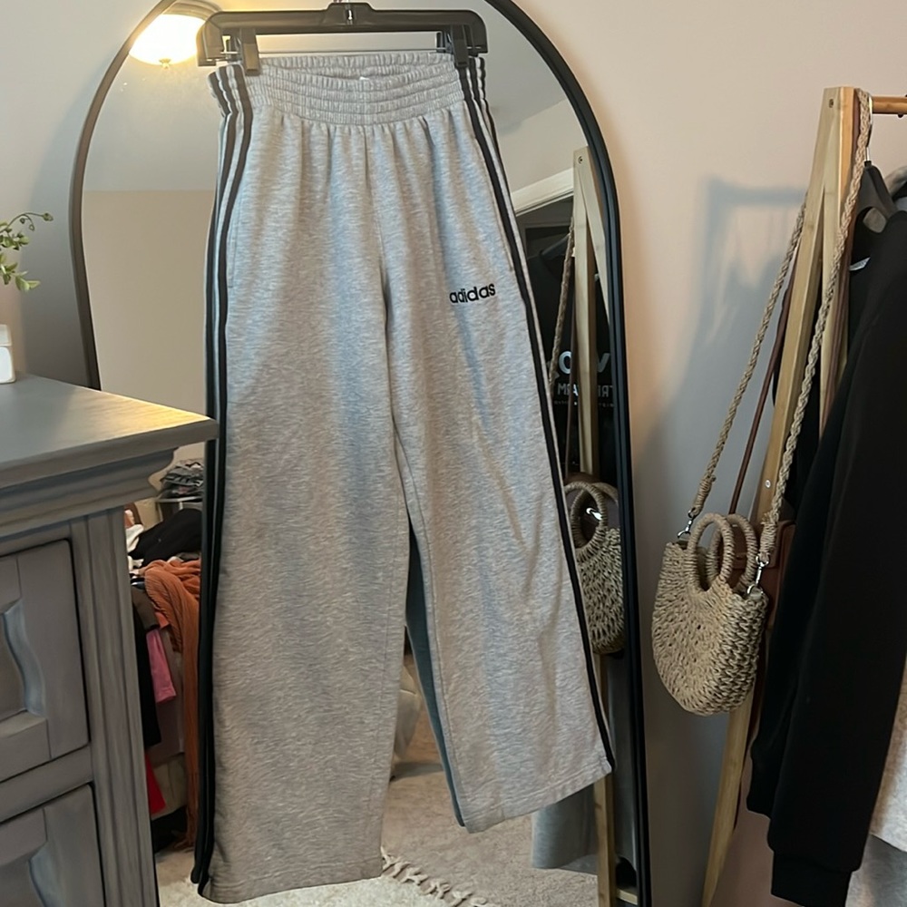 Grey/black stripe Adidas sweats